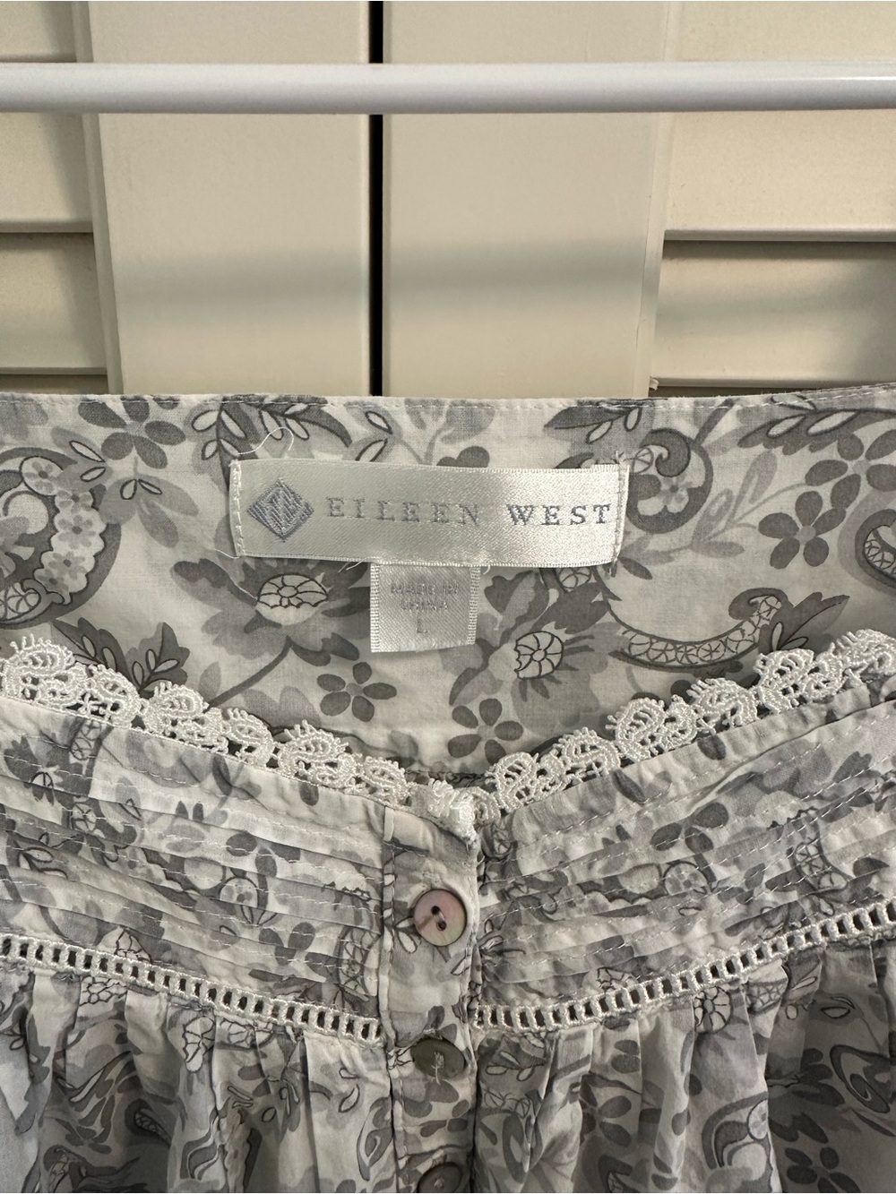 Eileen West Gray Floral Lace-Trim Nightgown - Picture 2 of 3